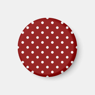 Small Polka Dots - White on Dark Red Magnet