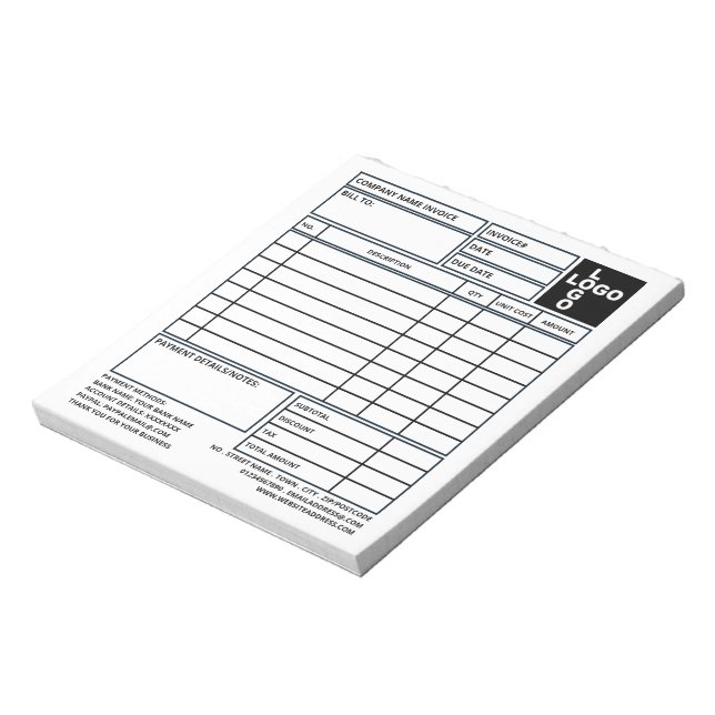Small Pro-Logo Business Invoice/Quotation Notepad (Rotated)