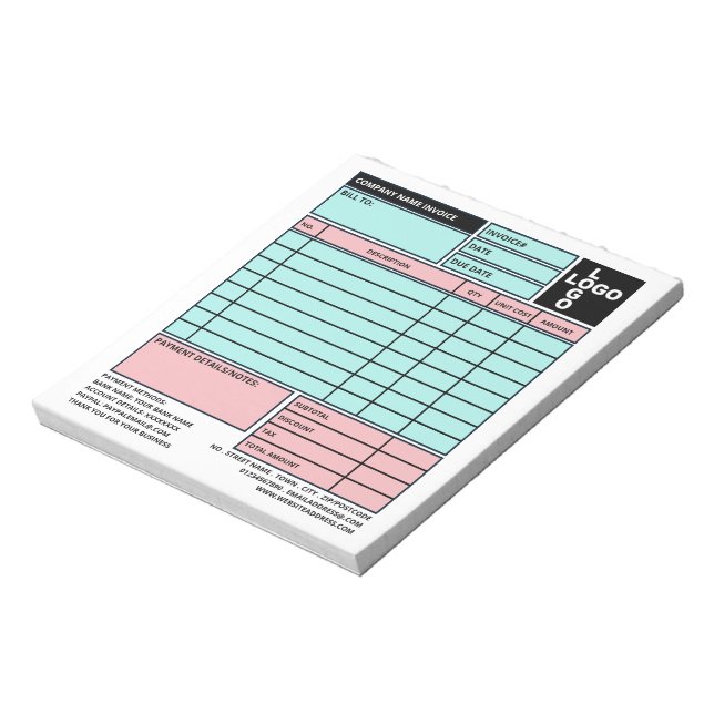 Small Pro-Logo Business Invoice/Quotation Notepad (Rotated)