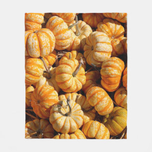 small pumpkins in stack fleece blanket
