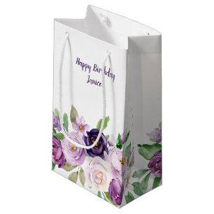 Small Purple and Lavender Roses Monogram Gift Bag
