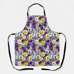 Small Purple and Yellow Pansies Apron