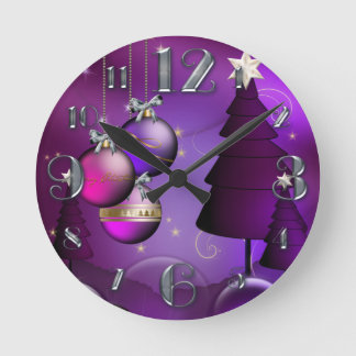 Small Purple Bauble Christmas Clock