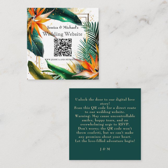 Small, QR code Birds of Paradise Bliss Website  Enclosure Card (Front/Back)