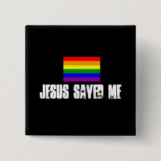 small rainbow flag, Jesus Saved Me 15 Cm Square Badge