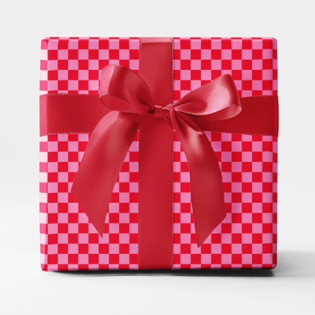 Small Red and Pink Chequered Wrapping Paper (Small Red and Pink Checkered Wrapping Paper)