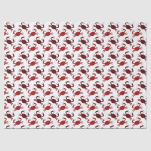Small Red Crabs on White Decoupage Tissue Paper