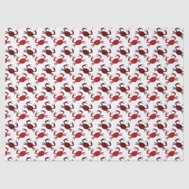 Small Red Crabs on White Decoupage Tissue Paper (Front)