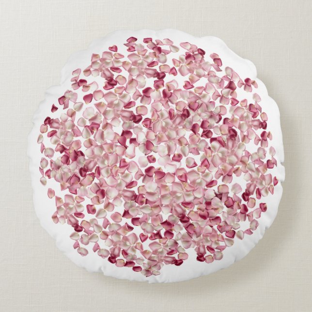 small Red rosepetals Round Cushion (Front)