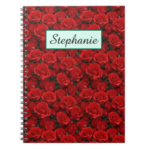 Small Red Roses Personalised Notebook