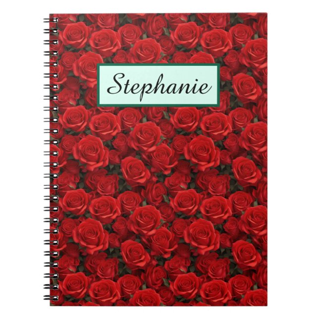 Small Red Roses Personalised Notebook (Front)