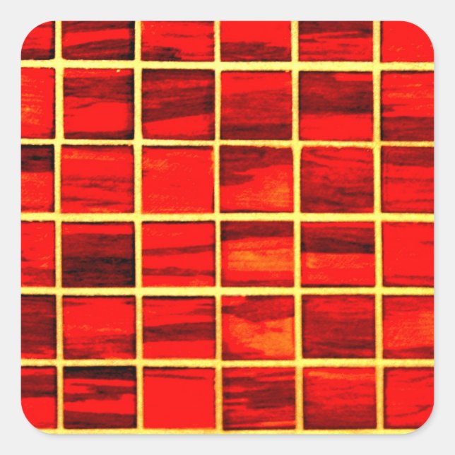 Small Red Tiles Background Square Sticker (Front)