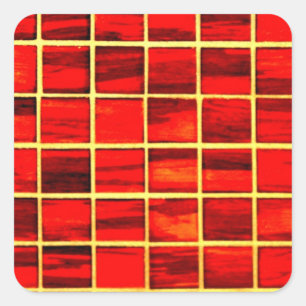 Small Red Tiles Background Square Sticker