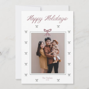 Small Ribbon Bow Holiday Photo Card