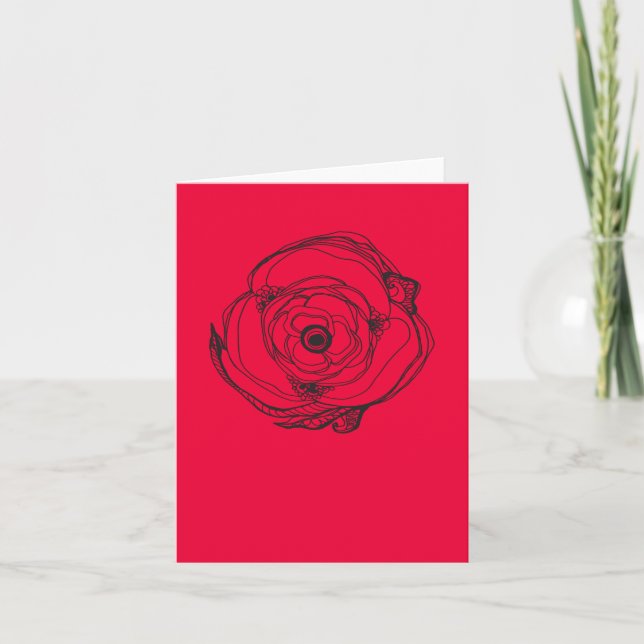 Small Rose Drawing & Poem Card (Front)