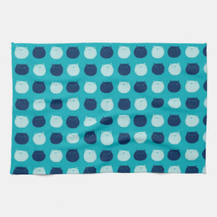 Small Round Cat Polka Dots Tea Towel