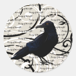Small Round Sticker-Halloween Raven Classic Round Sticker