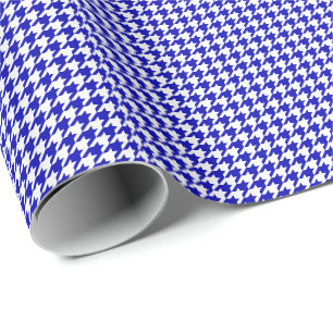 Small Royal Blue and White Houndstooth Wrapping Paper