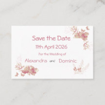 Small Save the Date card - pink Floral Butterfly 