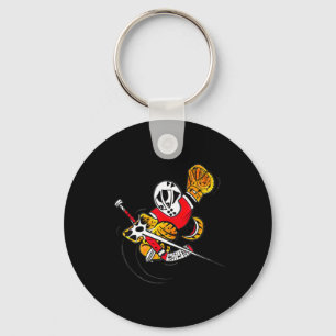 Small Saves Cartoon Hockey Goalie Action Save Key Ring