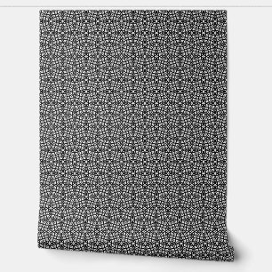 Small-Scale Black/White Abstract Geometric Mosaic Wallpaper