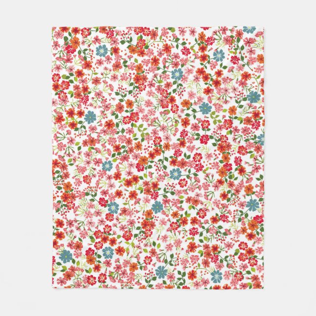 Small-scale flowers, calico style seamless backgro fleece blanket (Front)