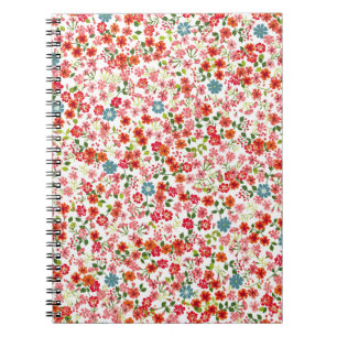 Small-scale flowers, calico style seamless backgro notebook