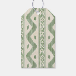 Small Scale Green Ikat on Cream Gift Tags