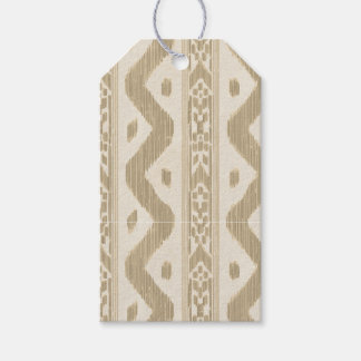 Small Scale Tan Ikat on Cream Gift Tags