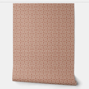 Small-Scale Terra Cotta Abstract Geometric Mosaic Wallpaper