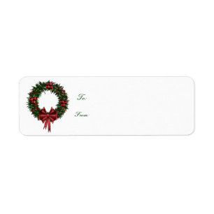Small Self-Stick Wreath Gift Tag Labels