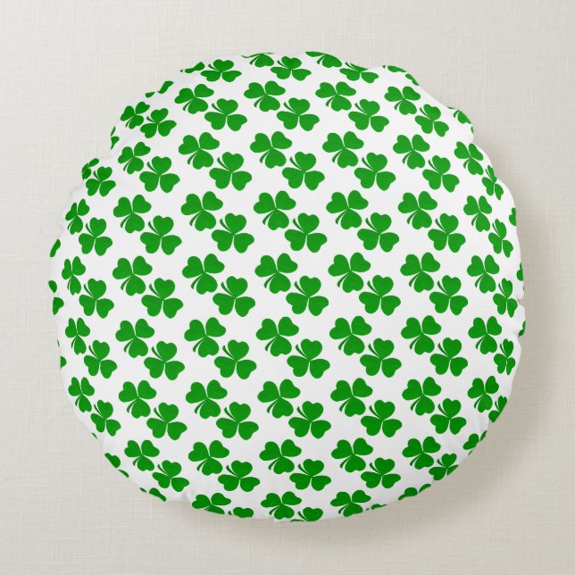 Small shamrock clover pattern round cushion (Front)