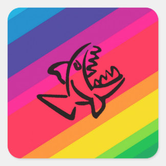 small shark square sticker
