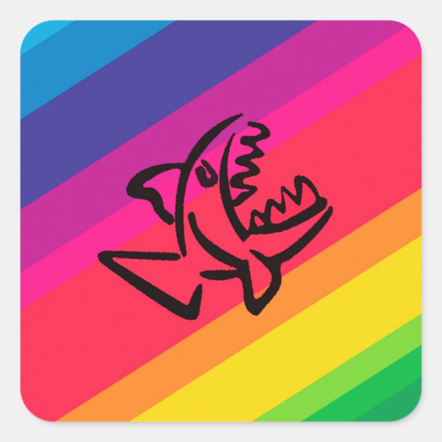 small shark square sticker (Front)