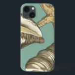 Small Shell Trio on Teal iPhone 13 Case<br><div class="desc">Megan Meagher is known for her simple art pieces. This image captures the simplicity of the seashore's treasures,  of a conch shells and a starfish. Meagher encompasses a teal background in her image to contrast these treasures. Get this fine art print today on your Zazzle product today.</div>