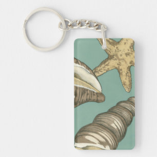 Small Shell Trio on Teal Key Ring