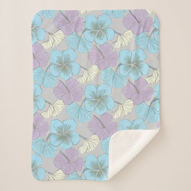 “Small Sherpa Blanket – Blue & Purple Clover” (Front)