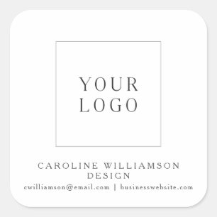 Small Shop Custom Logo Packaging White Modern Square Sticker