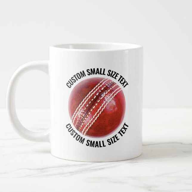 Small Size Personalised Text Cricket Ball Custom Large Coffee Mug (Left)