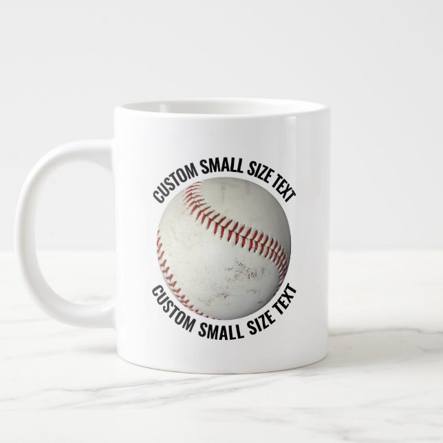 Small Size Personalized Text Baseball Custom Large Coffee Mug (Left)