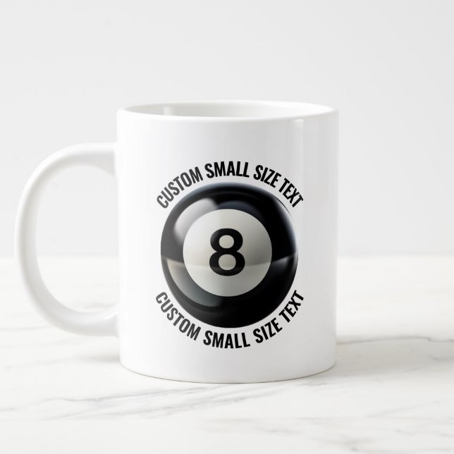Small Size Personalized Text Pool 8 Ball Custom Large Coffee Mug (Left)
