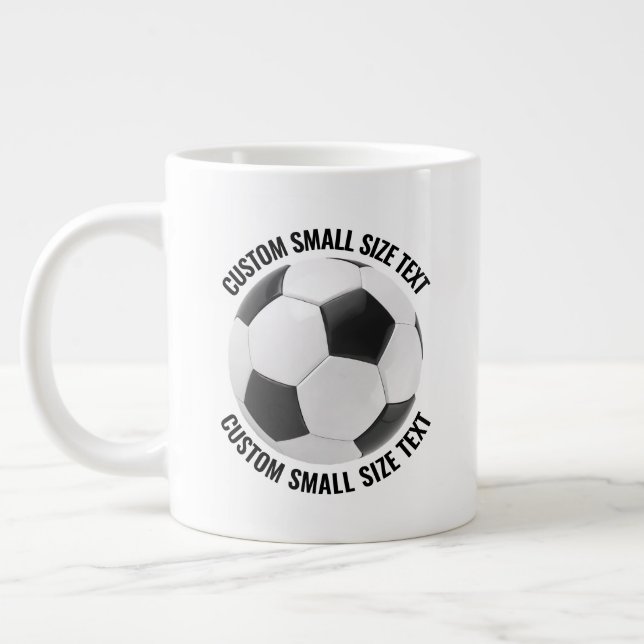 Small Size Personalized Text Soccer Ball Custom Large Coffee Mug (Left)