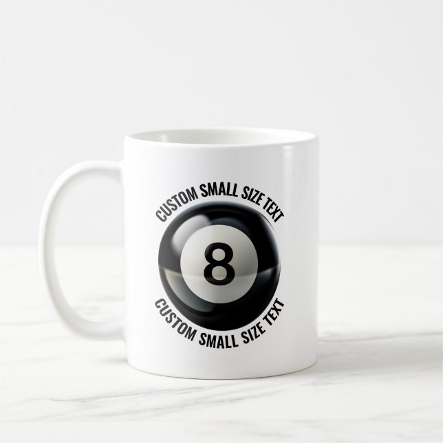 Small Size Text 11oz Personalised 8 Ball Mug (Left)