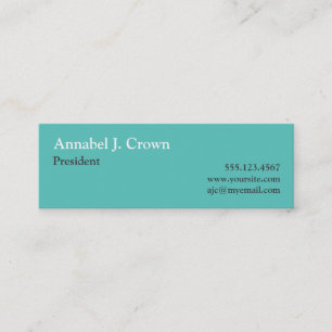 Small solid teal company logo traditional custom mini business card