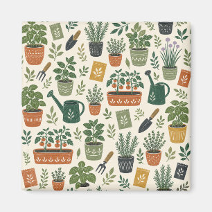 Small-Space Garden Illustrated Square Magnet