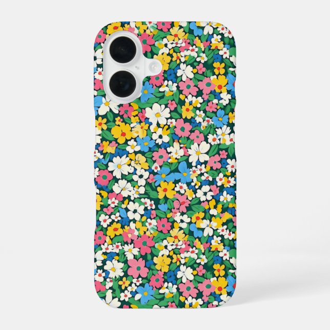 Small Spring Flowers Pattern iPhone 16 Case (Back)