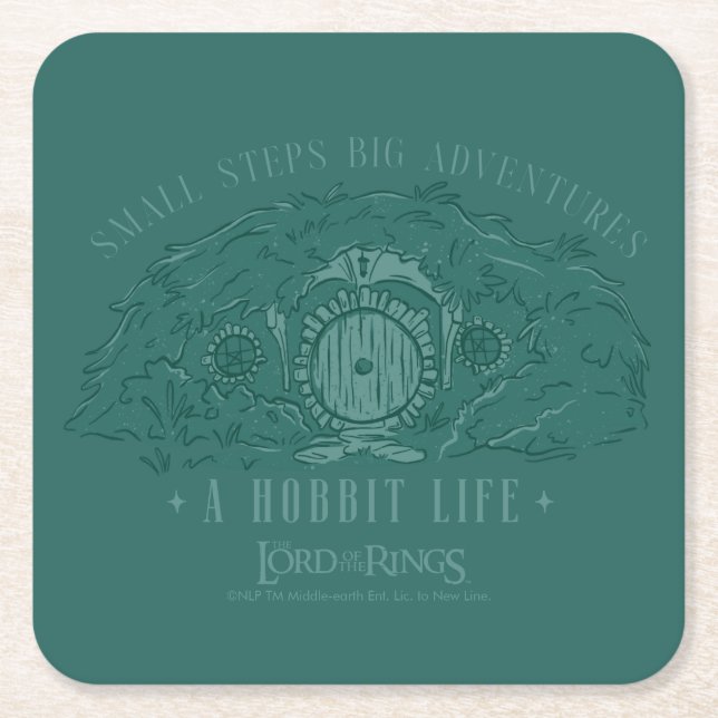 Small Steps, Big Adventures - A Hobbit Life Square Paper Coaster (Front)