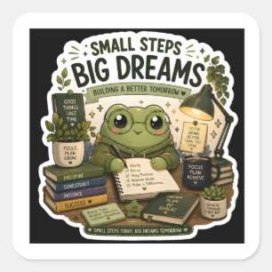 Small Steps Big Dreams Cute Frog Sticker 