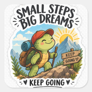 Small Steps Big Dreams Turtle Sticker   Cute Motiv