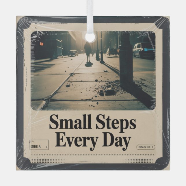 Small Steps Every Day Glass Tree Decoration (Front)